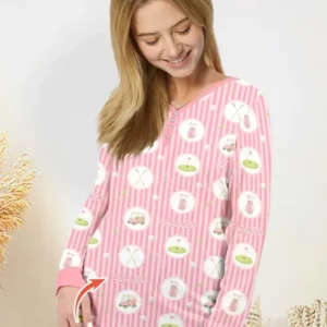 Custom Name Pink Golf Girl Bamboo Women Pajama Set