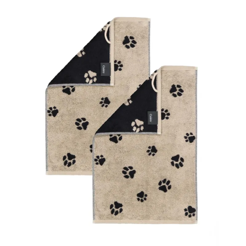 2er Gästetuch-Set 30 x 50 cm We Love Dogs Pfoten Schwarz