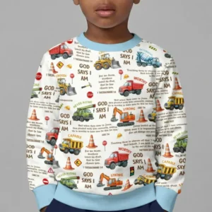 Bible Verse Construction Trucks Bamboo Crewneck Sweatshirt