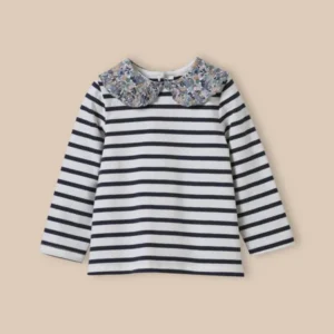 Baby-T-Shirt mit Kragen aus Liberty®-Stoff – Bio-Baumwolle