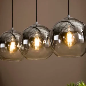 Pendelleuchte „Lumetto“ – Rauchglas mit Farbverlauf und Metallarmatur