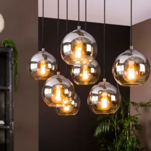 Pendelleuchte „Clarus“ – Rauchglas mit Farbverlauf und Metallarmatur
