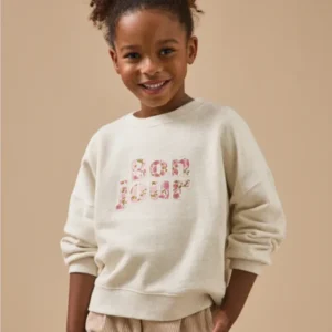 Mädchen-Sweatshirt mit Schriftzug – Bio-Baumwolle