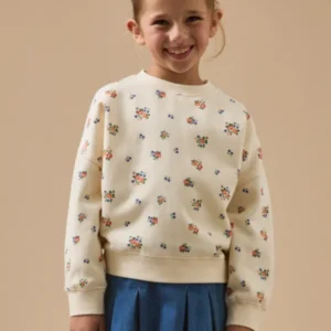 Mädchen-Sweatshirt mit Druckmuster