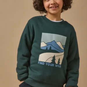 Jungen-Sweatshirt mit Sherpa-Futter