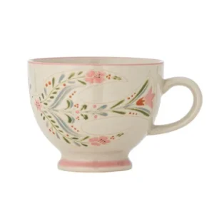 Becher-Set Lunelle – Handbemaltes Steingut mit floralen Motiven (4er-Set)