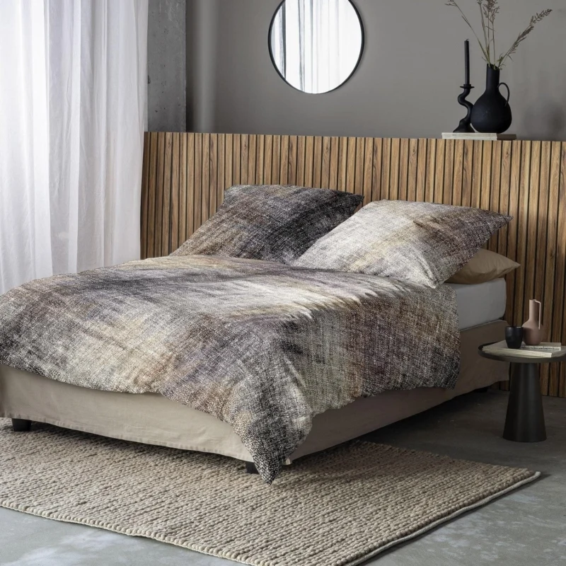Bettwäsche Flausch Cotton Zobel Grau mit Streifenmuster 135 x 200 cm