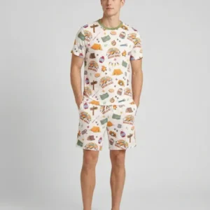 Custom Name Camping Crew Family Matching Bamboo Men Short Sleeve Short Pajama Set