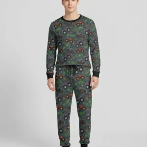 Custom Name Haunted Monster Trucks Bamboo Men's Pajama Set