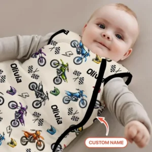Custom Name Little Dirt Bike Rider Bamboo Sleep Bag