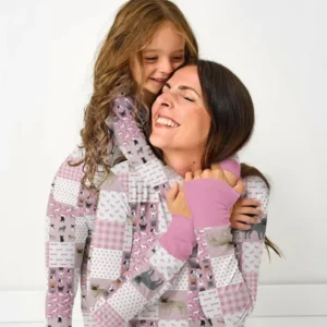 Frenchies Patchwork Family Matching Bamboo Women Pajama Set