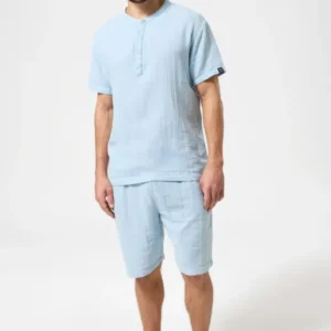 Pyjama Homme Brume d'été Manches courtes Couleur CIEL 1