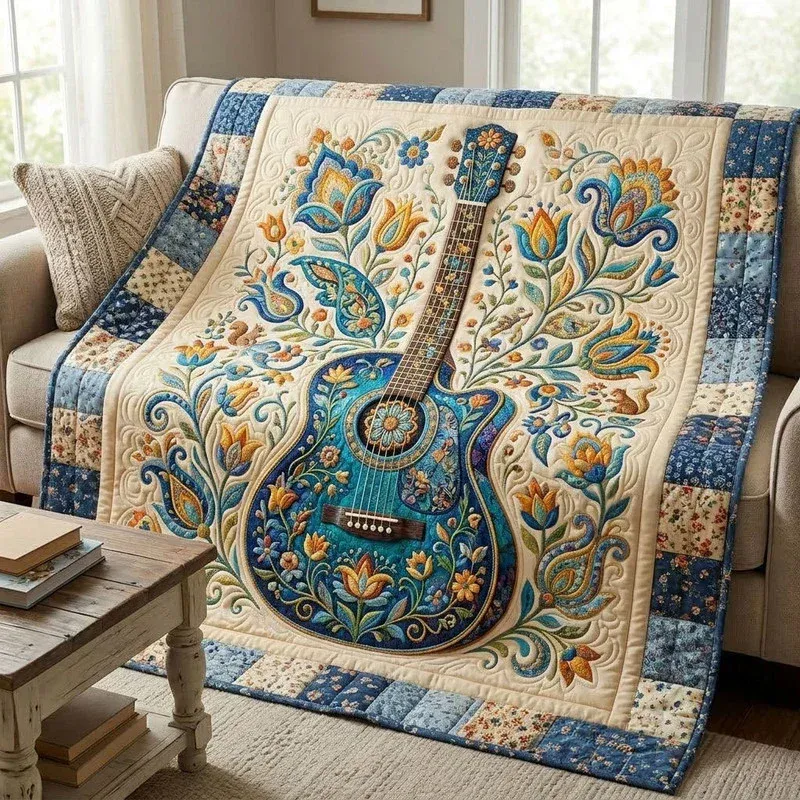 Azure Cord Flora Bamboo Quilt Blanket