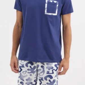 Pyjama Homme Matisse Imprimé feuillage bleu et blanc 1