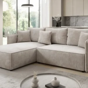 Designer Ecksofa Marlen mit Schlaf- und Klappfunktion in Cord