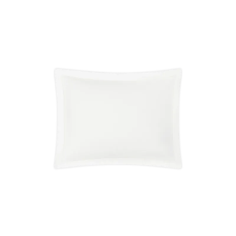 Matouk Ceylon ivory satin stitch cotton pillow sham with wide flange border.