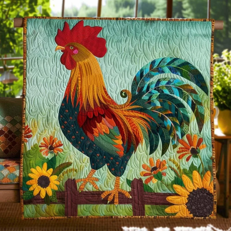 Chicken Farmhouse Bliss Bamboo Quilt Blanket