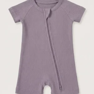 Dusty Purple Ribbed Bamboo Shorty Zippy