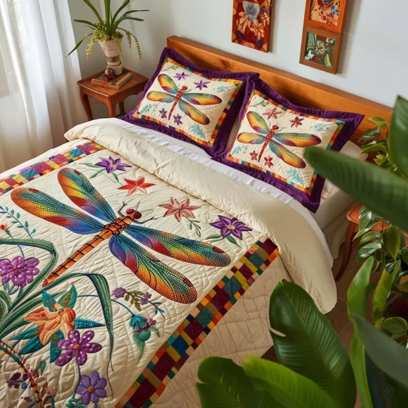 Dragonfly Forest Dance Bamboo Quilt Bedding Set