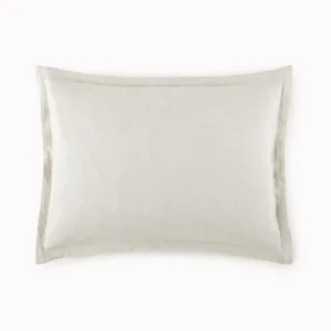 Peacock Alley European Washed Linen pillow sham in ivory with a flanged border.
