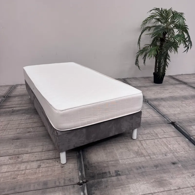 Boxspringbett grau 90x200 inkl Matratze Velours Einzelbett Bett gebraucht