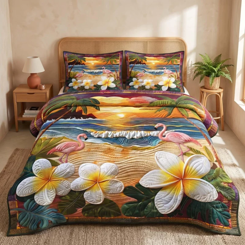 Flamingo Shores Bamboo Quilt Bedding Set