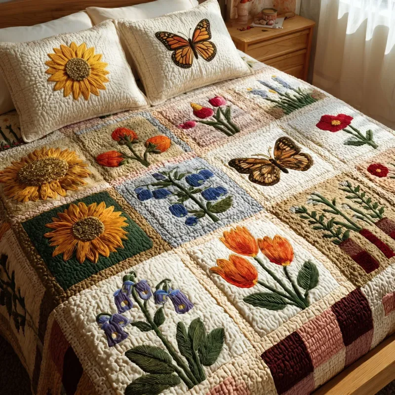 Floral Whisper Bamboo Quilt Bedding Set