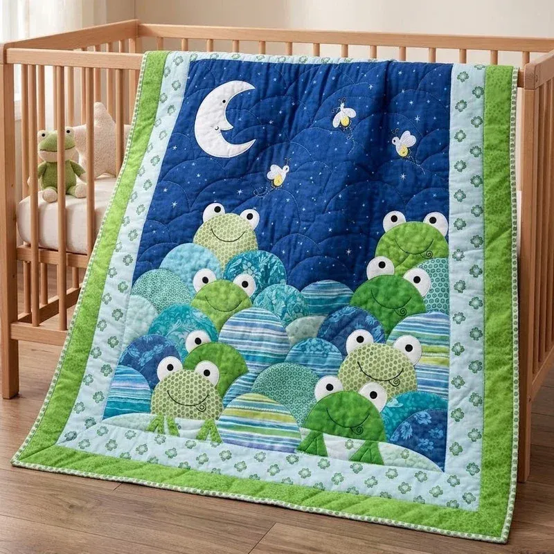 Frog Garden Bamboo Quilt Blanket