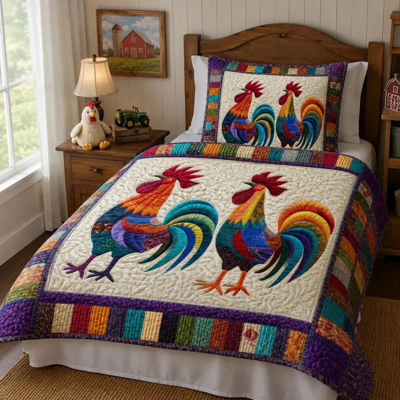 Fuzzy Feather Bamboo Quilt Bedding Set