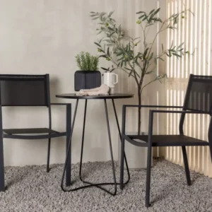 Garten Cafegruppe Marvin – 3-teiliges Gartenmöbel-Set in der Farbe Schwarz