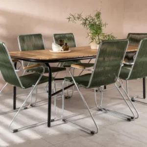 Garten Essgruppe Boris – 7-teiliges Gartenmöbel-Set mit grünen Stühlen