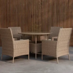 Garten Essgruppe Norimo – 5-teiliges Set aus synthetischem Rattan