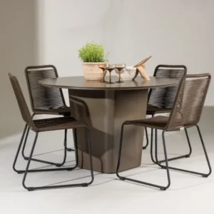 Garten Essgruppe Santa – 5-teiliges Gartenmöbel-Set mit rundem Tisch