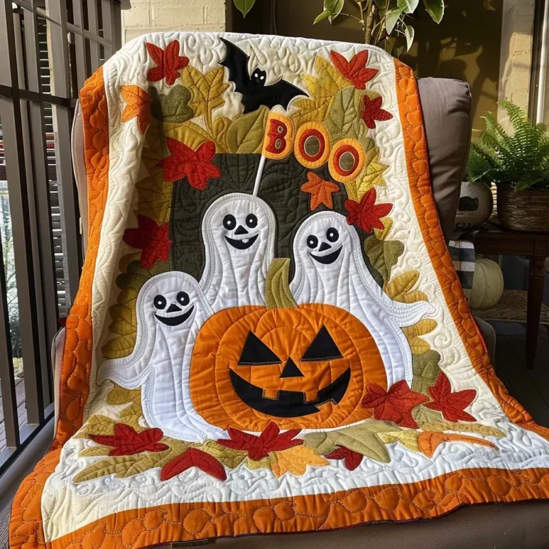 Halloween Ghostly Glow Bamboo Quilt Blanket