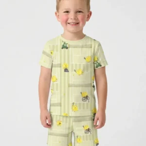 Tennis Bamboo Two Piece Short Sleeve Shorts Pajama Set