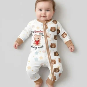 Personalized My Grandma Loves Me Beary Much Bamboo Convertible Zippy