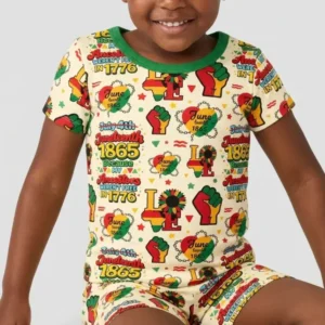 Juneteenth 1865 Because My Ancestors Weren't Free In 1776 Bamboo Two Piece Short Sleeve Shorts Pajama Set