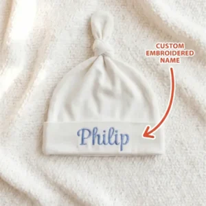 Personalized Little Miracle Blue Embroidered Bamboo Hat