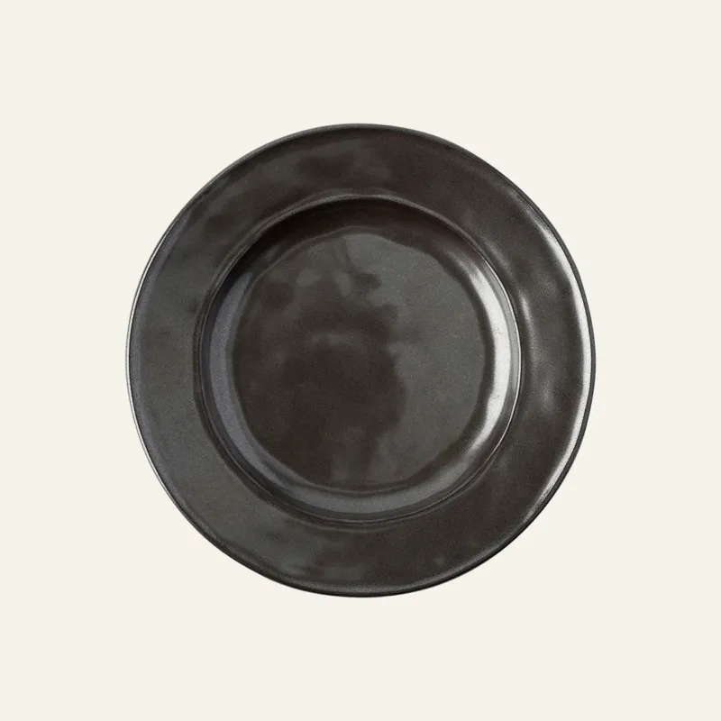 Juliska Pewter stoneware side plate with glazed charcoal finish and wide rim.