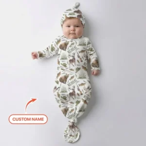 Custom Name Little Hunter Bamboo Knot Gown
