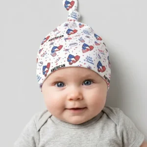 Doodle American Flag Glasses Family Matching Bamboo Knotted Hat