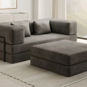 Lazy Spar-Set: 3-Sitzer + Hocker in Samt