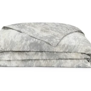 LETTO Le Marais Jacquard duvet cover in silver and ivory abstract pattern, folded.