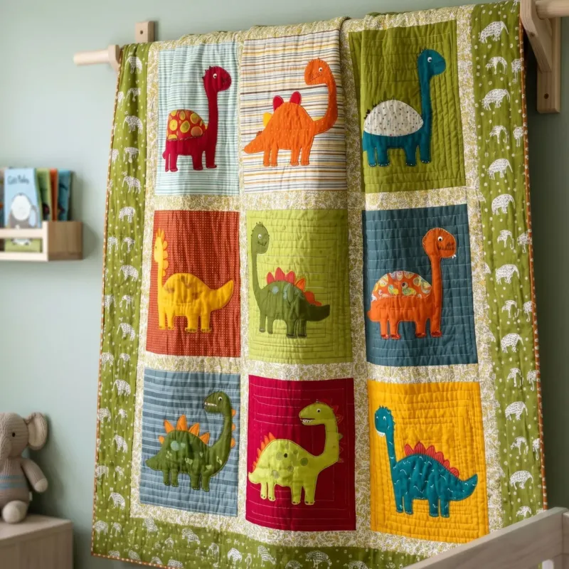 Little Dino Bamboo Quilt Blanket