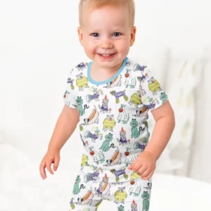 Bark-O-Ween Bamboo Two Piece Short Sleeve Shorts Pajama Set