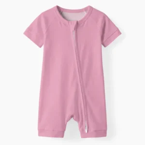 Sweet Pink Bamboo Shorty Zippered Romper