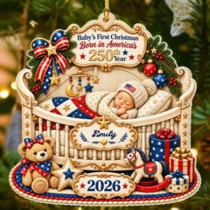 Baby's First Patriotic Christmas 2026 Personalized 1-Side Photo Acrylic Ornament