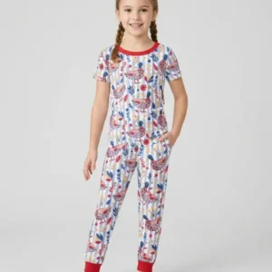 Patriotic Mallard Duck Bamboo Two Piece Short Sleeve Pajama Set