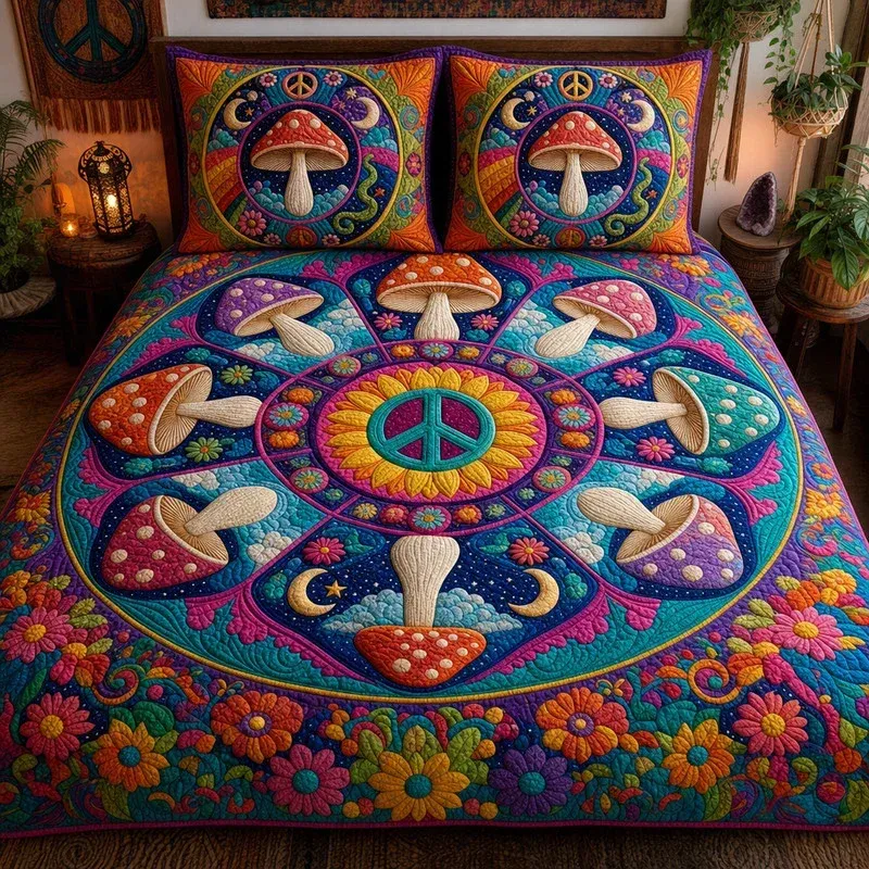 Mystic Shroom Ring Bamboo Quilt Bedding Set