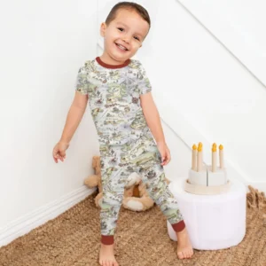 Pirate Treasure Map Daddy & Baby Matching Bamboo Two Piece Short Sleeve Pajama Set